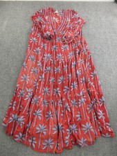 Pinklay Dress Womens M Red Viscose Kaftan Maxi Palm Tree Sequin Boho Long Sleeve