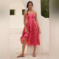 NWT Size XSP -Farm Rio 100% Cotton Fit & Flare Midi Dress  (NWT US$ 175)