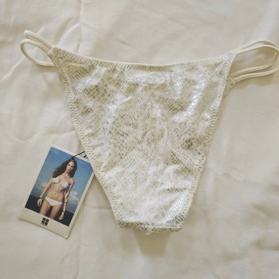 INSIGHT 51 ESPALDA CALZONCILLO AJUSTADO MARFIL PARTE INFERIOR SERPIENTE BRILLANTE NUEVO CON ETIQUETAS LG 8 TRAJE DE BAÑO TRAJE DE BAÑO Foto 2 de 3