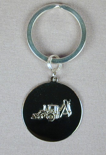 Sterling Silver Backhoe Charm on Key Ring Engravable FREE U.S. Shipping - Picture 2 of 2
