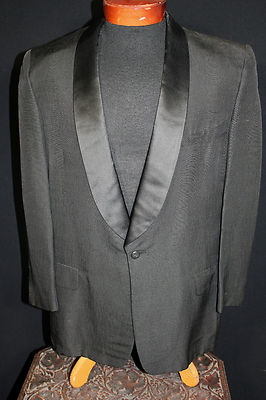 VINTAGE 1960ER SCHWARZ SEIDE AFTER SIX ANZUGJACKE GRÖSSE 41 REGULAR