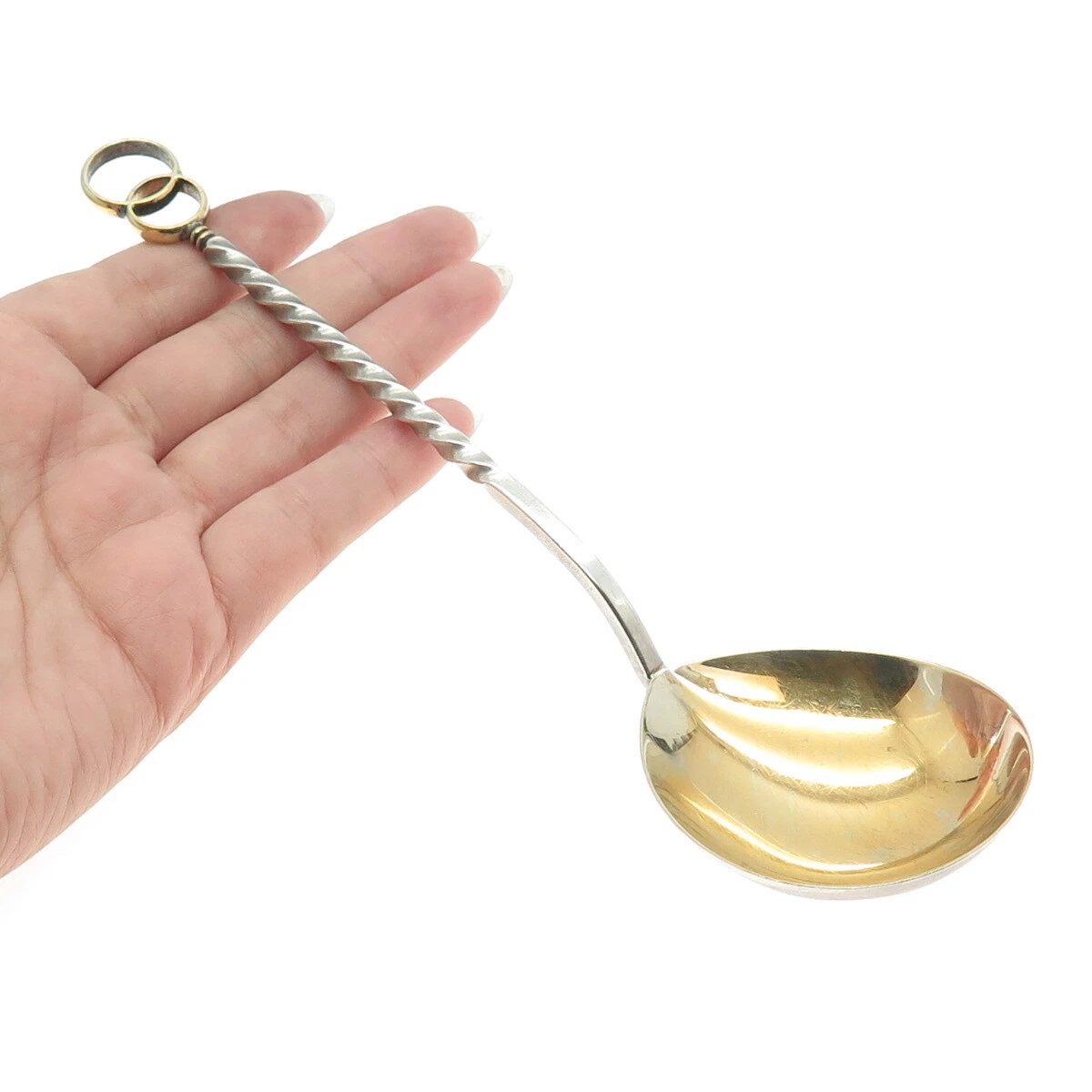 916 Silver 2-Tone Antique European Twisted Handle Wedding Salad Spoon 8"
Opens in a new window or ta