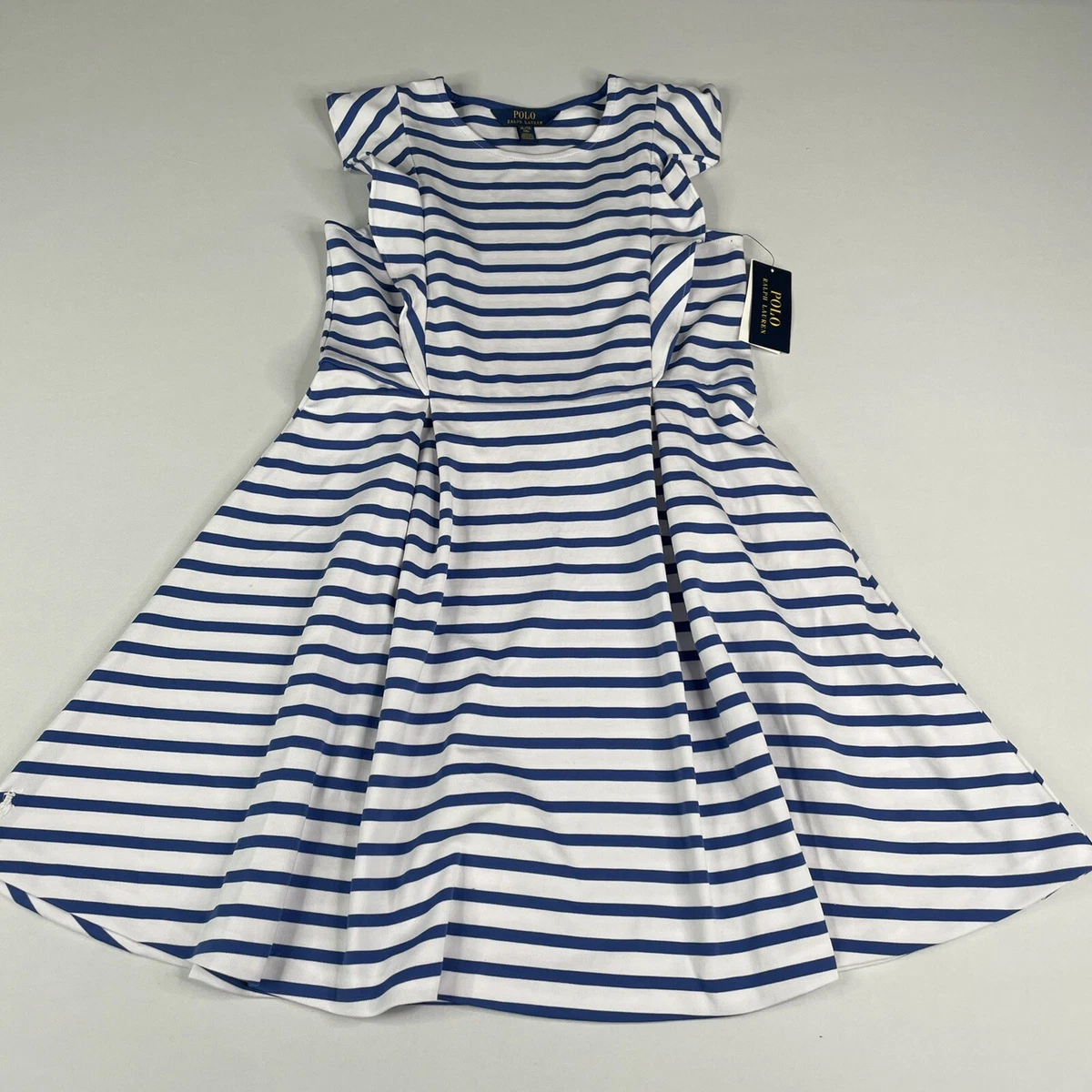 Polo Ralph Lauren Girls Dress Size XL (16)  Blue/White Striped Polo Dress