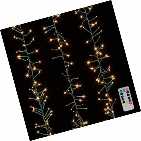 Christmas Cluster Lights 20 FT Garland W 600 Warm White on Green Wire