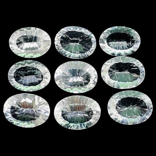 Lote de 9 piezas gemas sueltas brillantes de cuarzo blanco natural de 18,8-20,3 mm corte cóncavo ovalado - Imagen 2 de 10