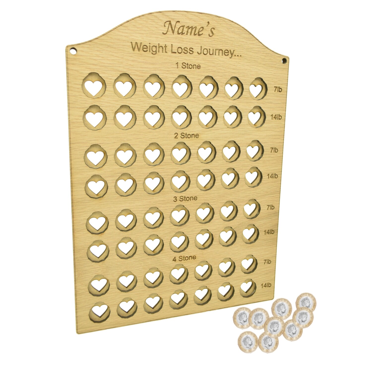 Personalised Engraved Weight Loss Journey Board £ for lb SLIMMING WORLD