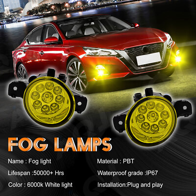 2x New Bumper Yellow LED Fog Light Lamp Driver For NISSAN QASHQAI 2017-2019 US