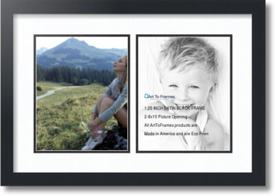 ArtToFrames Collage Mat Picture Photo Frame 2 8x10'' Openings in Satin Black 36