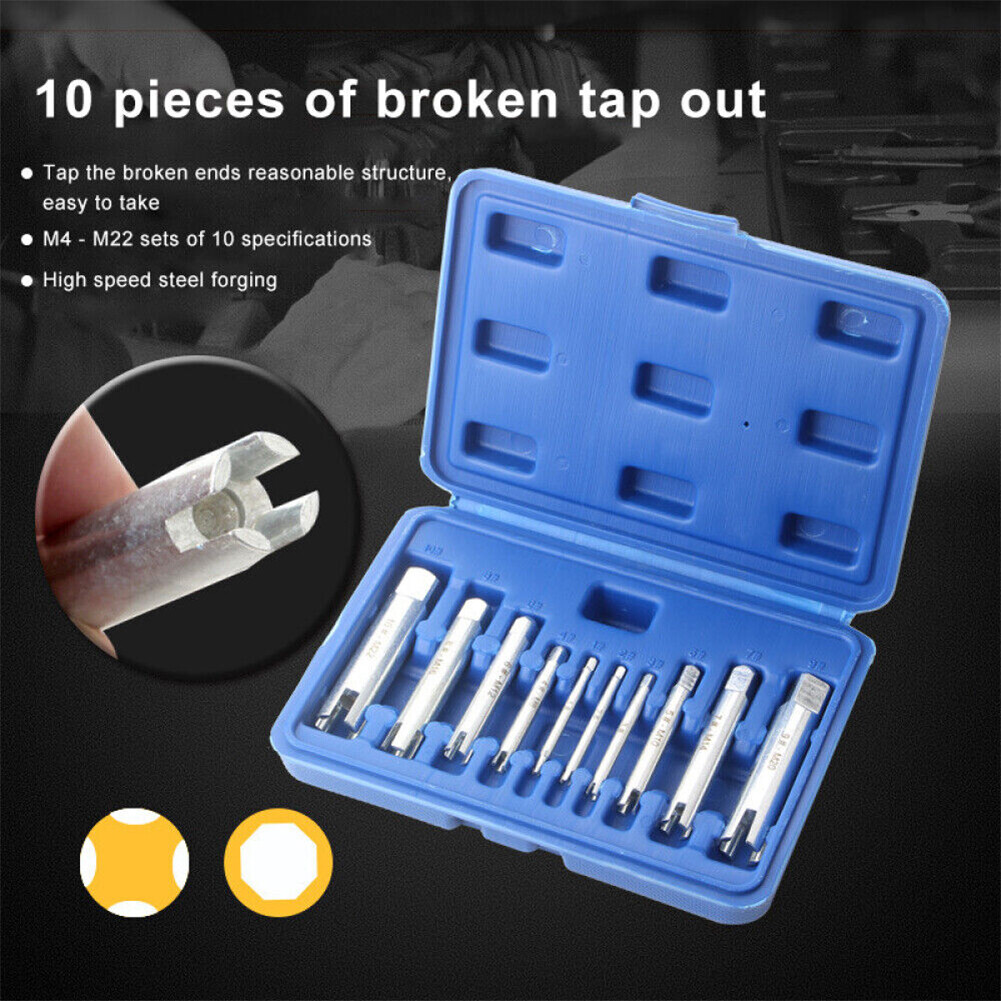 10PC Remove Stripped Damaged Screw Tap Extractor Broken Head Screw