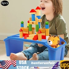 6Pcs Plastic Kids Breakfast Laptop Bed Table Lap Desk Tray with Side Pockets