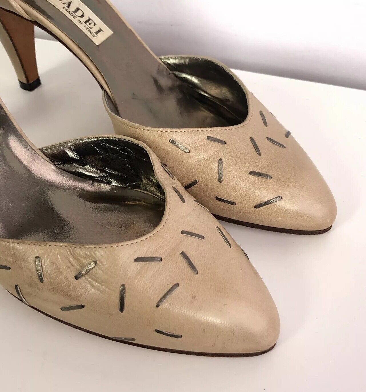 Casadei Heels Pumps 7.5 Beige Nude D'Orsay Leathe… - image 2