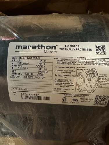 K1486 (5K48TN6119S) - G.E. 1-1/5 HP Condenser Fan Motor, 208-230/460V, 1140 RPM