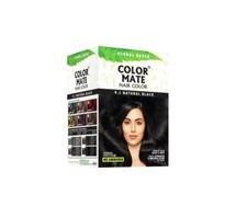 Color Mate Herbal Based Hair Color Natural Black-9.1 10 Sachets No Ammonia 200g,