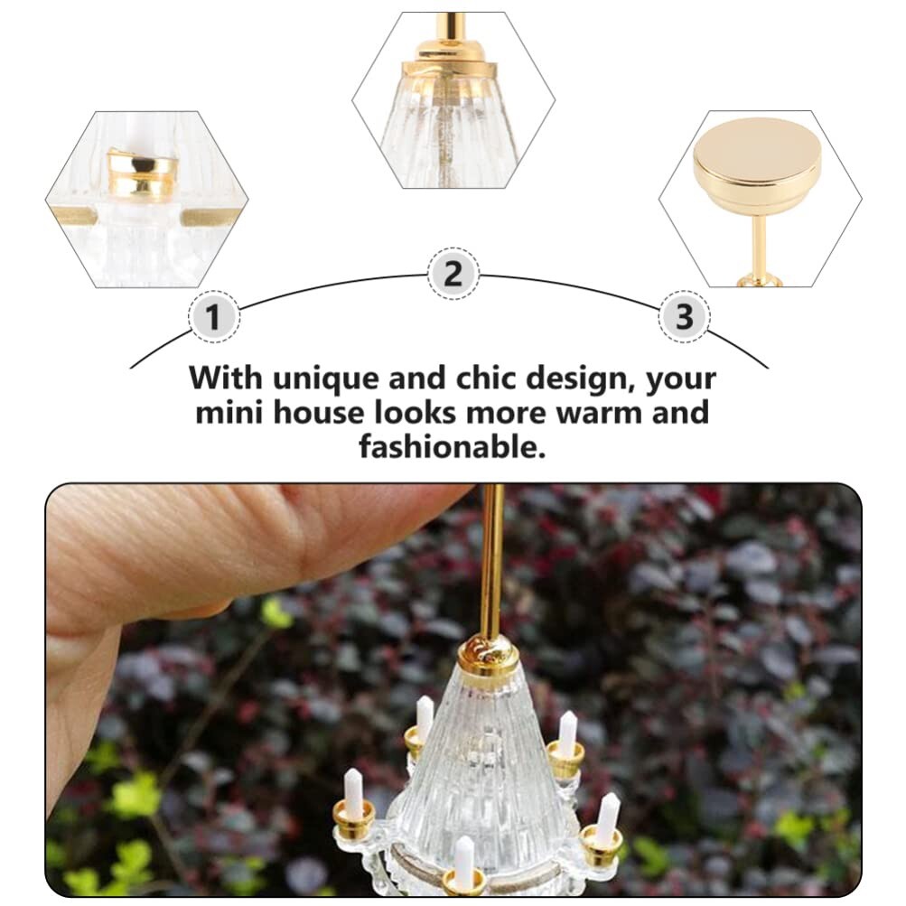 1:12 Scale Miniature LED Ceiling Light Chandelier Battery Operated Dollhouse