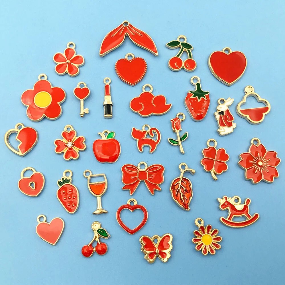 Gold Plated MIXED Enamel Charms Pendants Jewellery Making Earrings