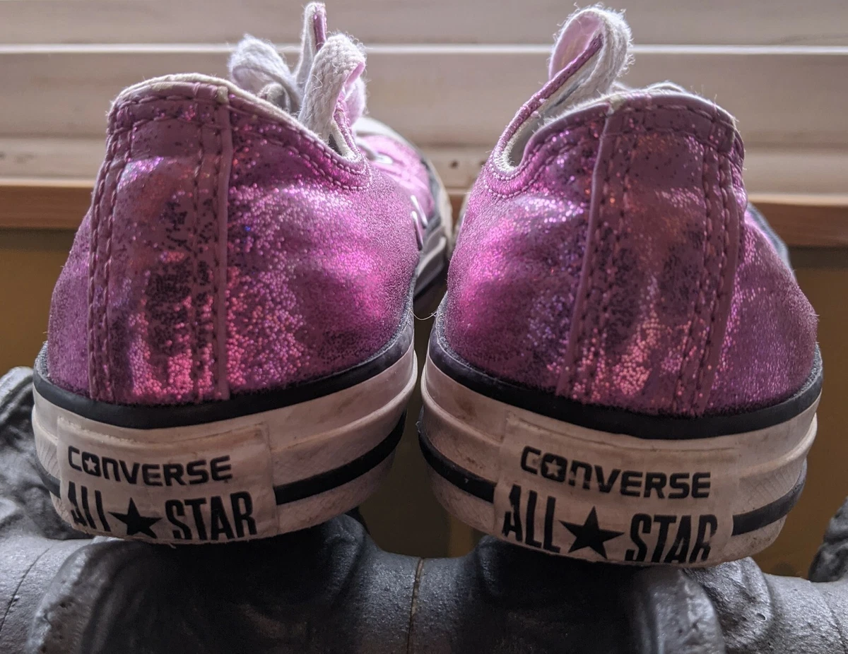 Converse Chuck Taylor All Star Ox Lo Purple Glitter Sparkle UK 2 EU 34 Kids