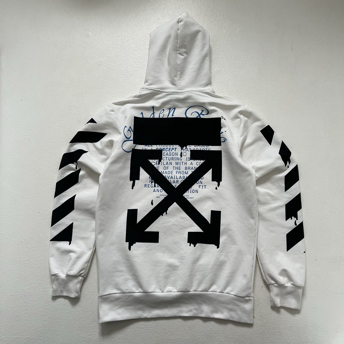 Off-White White Dripping Arrow Incompiuto Hoodie Size Small VGC