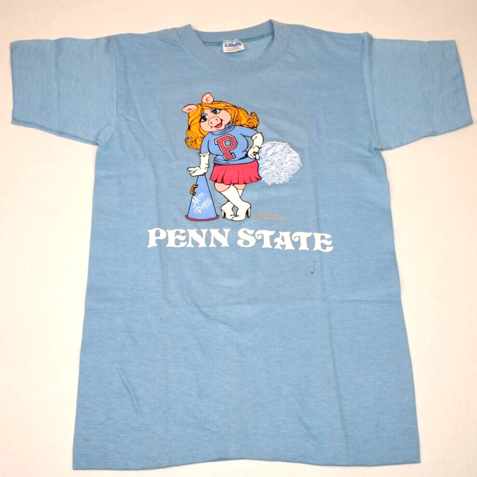 Camiseta Universitaria Vintage Penn State Miss Piggy XS/S 70s Champion Blue Bar 1979 Foto 2 de 4