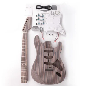 Diy electric st guitar kits zebra wood body neck fingerboard with cr hardware
