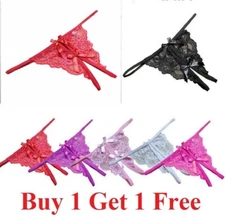 Sexy Women Lace Thong G-string Panties Lingerie Underwear Crotchles Tback