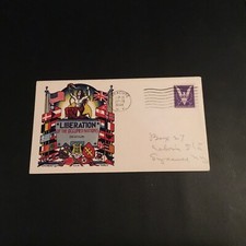 FDC 1944 STAEHLE Cachet Liberation Of Occupied Nations BELGIUM 3 Cent Stamp USA