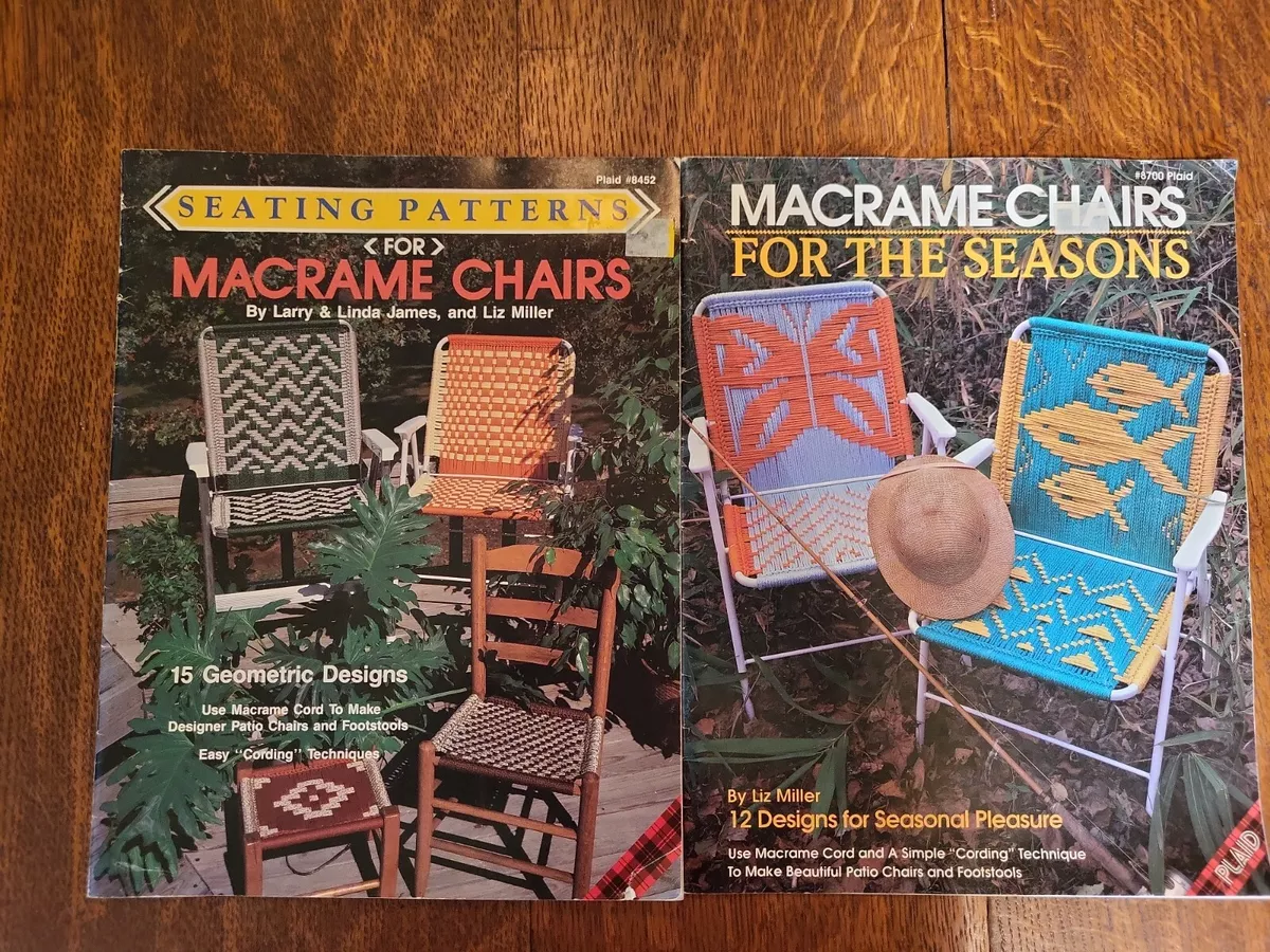 Lot of 2 Macrame Lawn Chair Pattern books Fish Sun, Xmas Tree