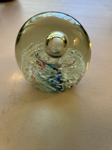 MULTI COLOUR GLASS BUBBLE GLASS PAPER WEIGHT Red, White & Blue Patriotic - Picture 7 of 7