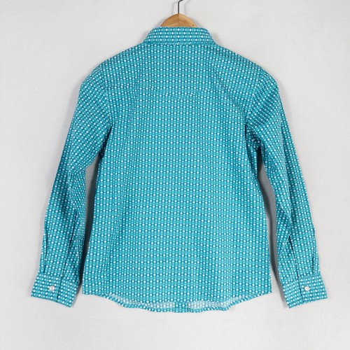 Panhandle Girls Pearl Snap Shirt Sz Large Blue Southwest Western Long Sleeve New - Picture 3 of 8