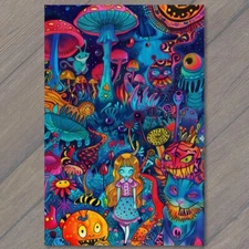Art Print Alice Wonderland Cheshire Cat Trippy Reimagined Psychedelic Strange Fu