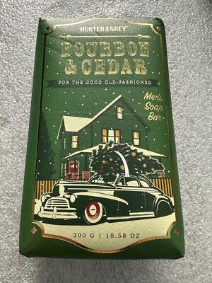Hunter & Grey Bar Soap Mens Fresh Cut Cedar & Bourbon Tree Gift Wrap for Him