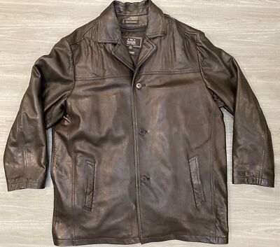 Wilsons Leather Coat Italian Zip Removable Lining Black Mens XL Jacket Rancher