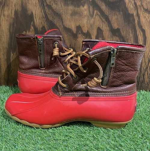 Sperry Top-Sider Women's Saltwater Duck Boots Leather Rubber Red US Size 7.5 - Picture 4 of 10