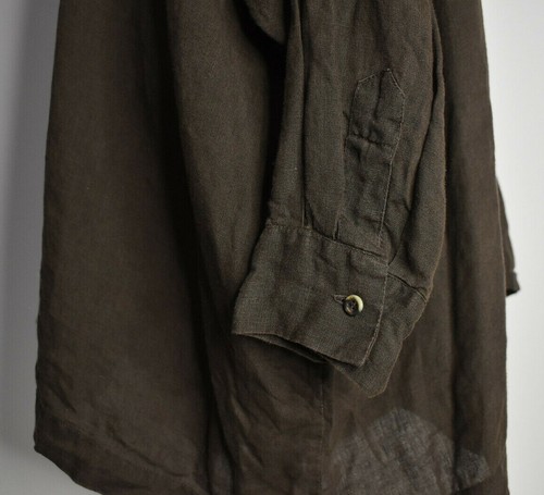 eskandar Size 2 Dark Brown Button Up Boxy Jacket Linen Oversized Lagenlook UK - Picture 10 of 12