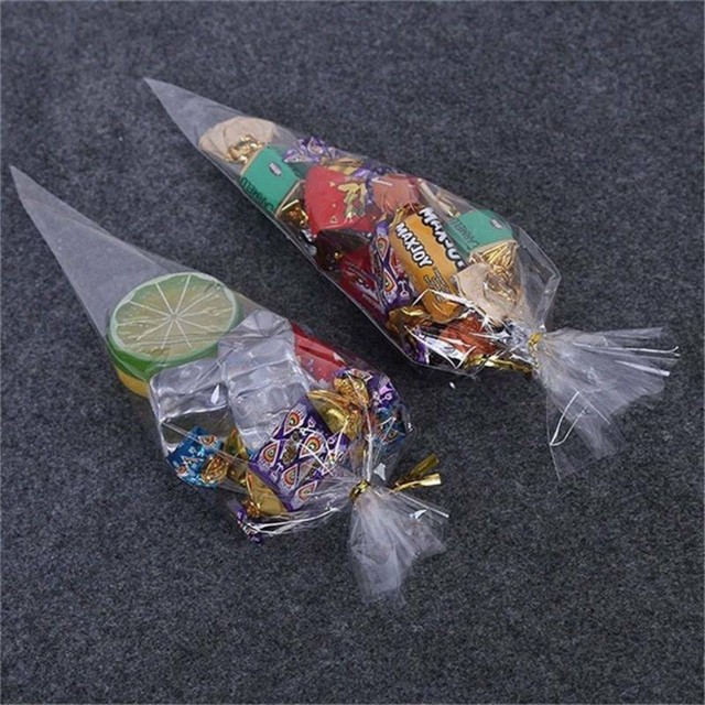 100Pcs Clear Triangle Candy Bag Plastic Food Popcorn Bags Christmas Supply LD eBay
