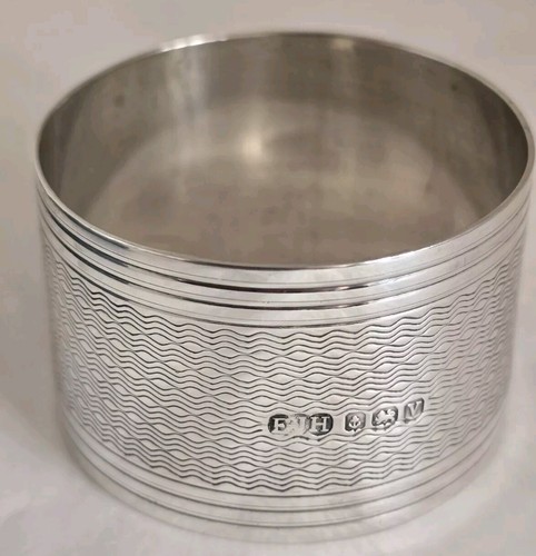 Antique sterling silver napkin ring. Birmingham 1920. By Edwin Joseph Houlston - Picture 10 of 22