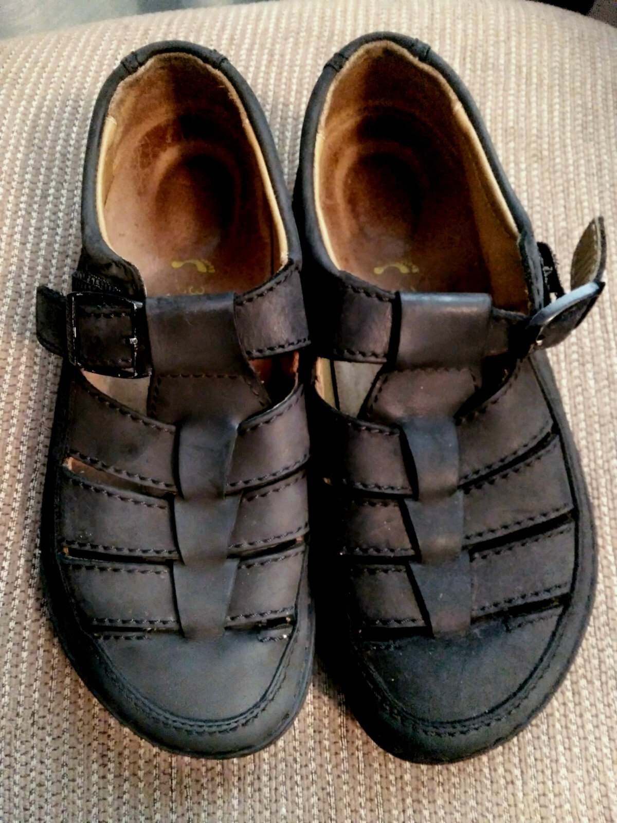 BIRKENSTOCK BLACK LEATHER OXFORD FISHERMAN SHOES SIZE 38 WOMEN (7) - Main Image