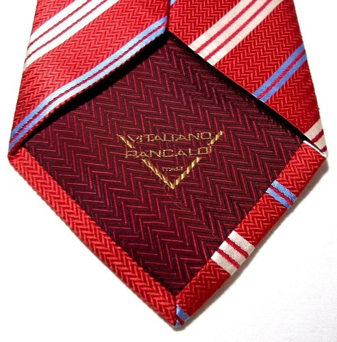 Vitaliano PANCALDI cravatta vintage cravatta collo seta italiana geometrica rossa 61,5X3,8" - Foto 7 di 7