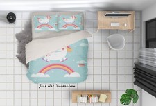 3D Unicorn Rainbow Cloud Kids Quilt Cover Set Duvet Cover Bedding Pillowcases