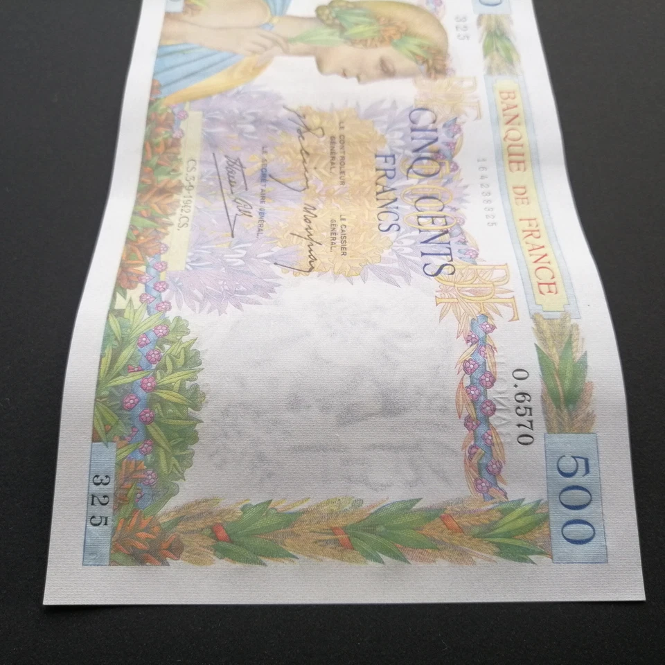 FRANCE 500 FRANCS 1942  "La Paix"  P-95b   UNC - Image 4 of 4