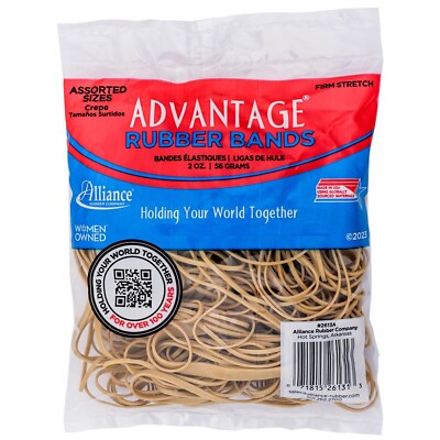 Alliance 2613A Advantage Rubber Bands, Assorted Sizes, 2 Oz. Bag