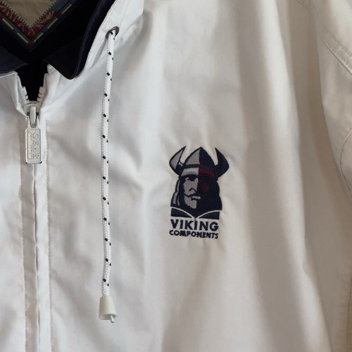 Gear For Sports Men's L White w/ Navy Accents Full Zip Viking Components Vintage - Picture 6 of 13