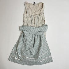H&M Beige Dotted Square Neck Dress Size 8 Sleeveless Cottage Zip Not Working 