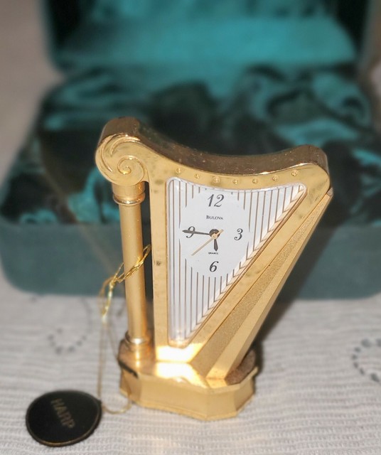 Bulova Miniature Harp Collectors Office Desk Clock B0537 For