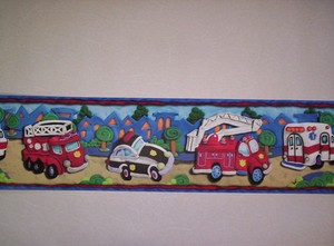 Fire Truck Police Car And Ambulance Prepasted Kids Wallpaper Border Ck83131b 10976831317 Ebay