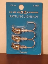 H2O Xpress Rattling Jigheads 1/8 oz 3-pack Coastal - Natural Mullet