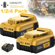 For DeWalt 20V 20 Volt Max XR 8.0AH Lithium Ion Battery Pack DCB206-2 DCB205-2