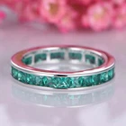 2ct Lab-Created Green Emerald Channel Set Full Eternity Band White Gold Plated