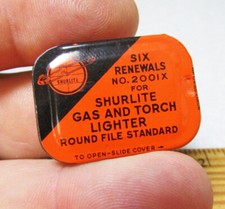 vintage Shurlite Gas  torch lighter 200IX renewals tin, 4 still left in tin