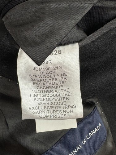 Cardinal of Canada Wool Blend Top Coat Size 38 R  BLACK #225 - Picture 7 of 8