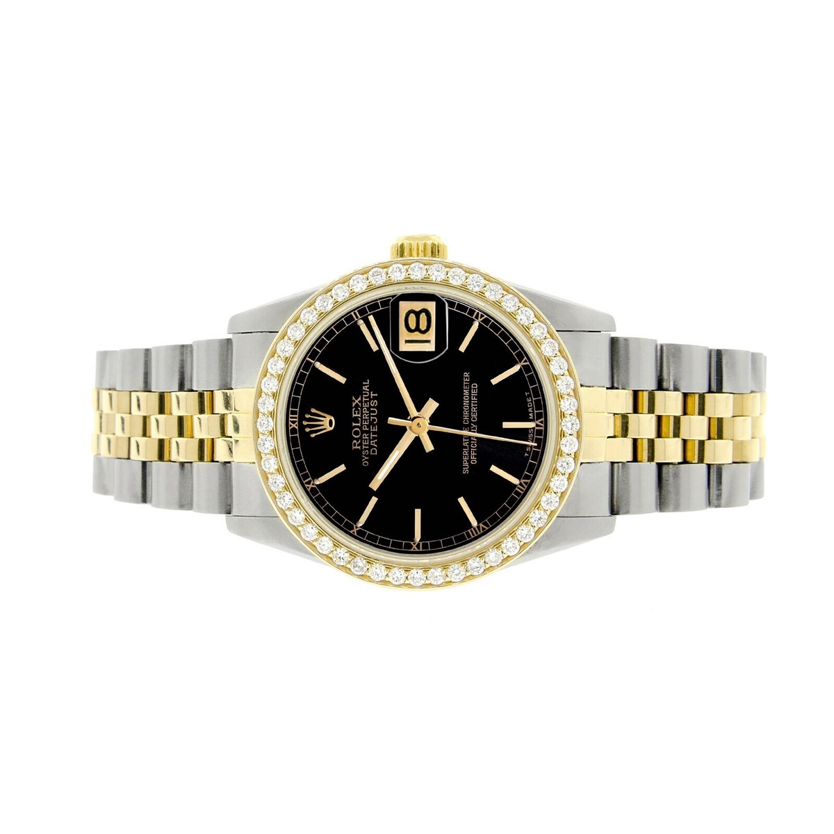 ジェフ　2/2 Rolex Datejust 2-tone 31mm 68273 Black Track Watch With 0.95